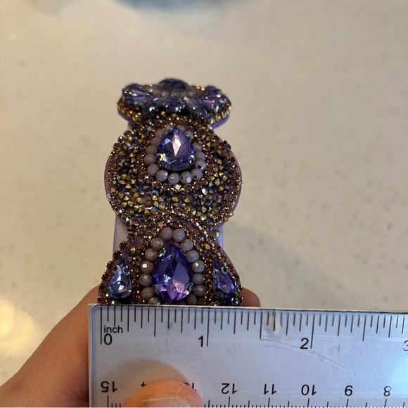 Lavender and gold rhinestones Embellished Headband - Picture 8 of 10